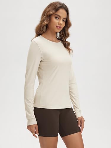 Image of ODODOS Women's Long Sleeve T-Shirt - Ultra Soft odSTRATUM Tech Performance Top UPF 50+ Breathable Crew Neck Pullover