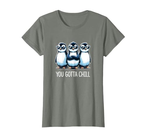 You Gotta Chill - Cool Penguins - T-Shirt, Women, Olive Heather, 3X-Large