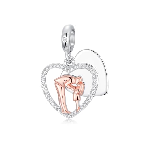 Image of PROESS Father Mother Daughter Charm fit Charms Bracelet Sterling Silver Charms for Bracelets Birthday Valentines Day Gifts for Daughter Mother Lover