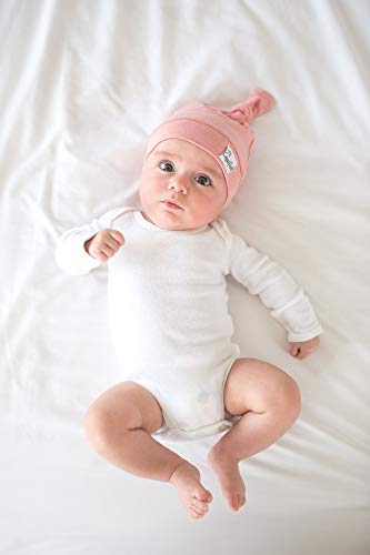 Image of Copper Pearl Baby Beanie Hat Top Knot Stretchy Soft Darling
