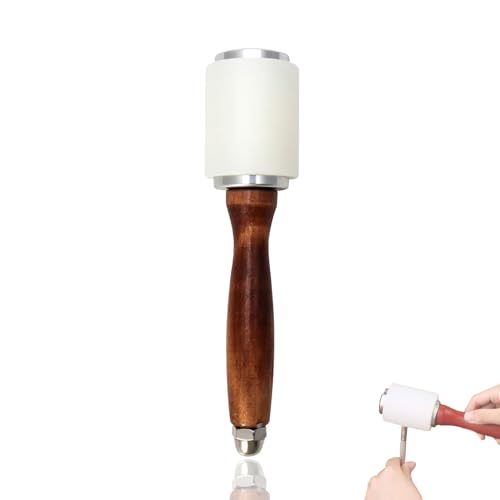 ieron Maillet en nylon et cuir de 212 mm avec manche en bois de vachette pour loisirs créatifs, estampage, couture, club