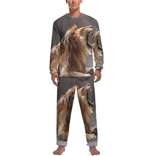 Pantalon vêtements de nuit homme lion et haut manche longue contre le froid
