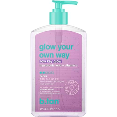 b.tan Dark Clear Self Tan Gel | Glow Your Own way, Low Key Glow - Transfer-Resistant Sunless Tanning...