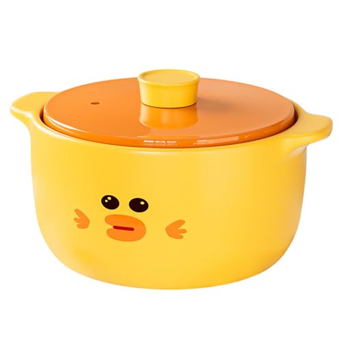 Cazuela de Barro de cerámica Resistente a Altas temperaturas para Uso doméstico. Estufas de Gas. Cazuela de Sopa Resistente a Las Grietas. Cerámica de gres Duradera para guisos, arroz y sopas. 2,5 l