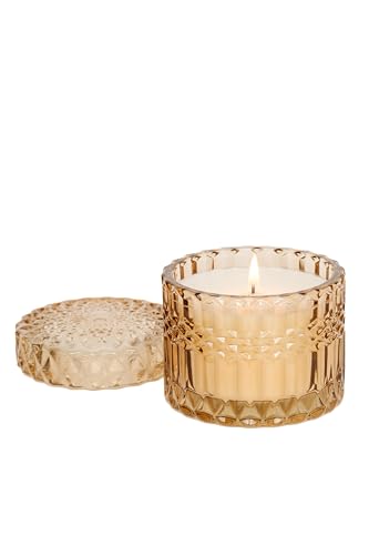 LEOBEN CO Amber Saffron Scented Candle 6oz Prism Collection Design 35 hr Burn Time Poured in California Using Vegan Soy Wax and Essential Oils Made in Small Batches