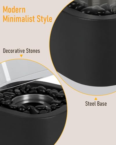 Tischkamin mit 2 Farben Deko Steinenmit, Tischfeuer für Indoor & Outdoor 4h Brenndauer - Verstellbare Flamme, Bio-Ethanol Kamin für Abendessen,Party,Balkon - schaffen Sie eine angenehme Atmosphäre