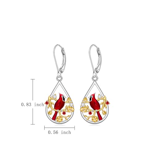 Red Cardinal Gifts Cardinal Earrings for Women Dangle Sterling Silver Bird Memorial Animal Earrings Valentines Day Jewelry2