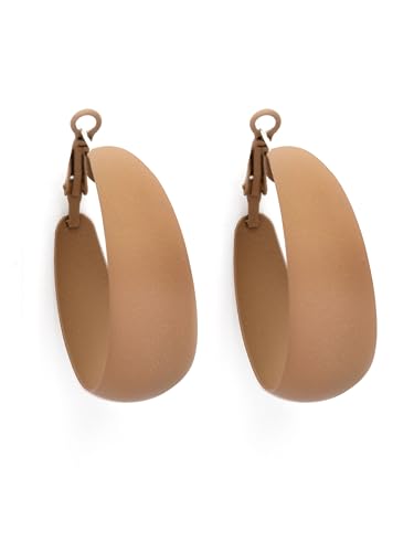 Image of KARATCART Matte Finish Brown Graduating Hoop Earrings