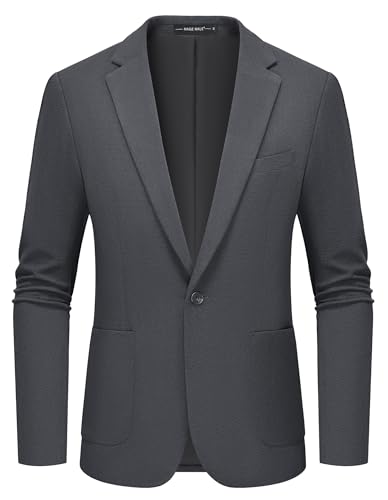MAGE MALE Casual One Button Blazer Regular Fit Lightweight Sport Coat Jacket Dark Grey