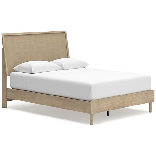 Signature Design by Ashley Cielden Farmhouse Queen Panel Platform Bed, Foundation or Box Spring Not Needed, Light Brown