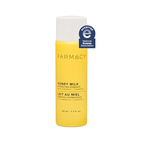 Farmacy Honey Milk Face Essence - Hydrating Milky Toner with Honey Ceramides Chamomile + Aloe - Helps Strengthen Skin Barrier + Replenish Moisture - Soothing + Calming Skincare (50ml)