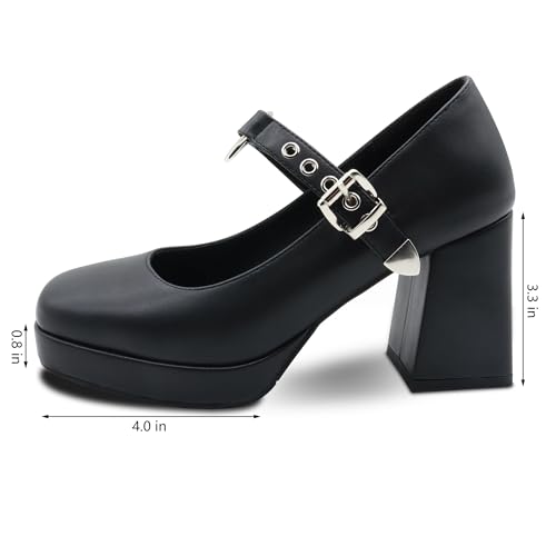 Women's Platform Square Toe Heart Buckle Strap Mary Janes Goth Heels Shoes3