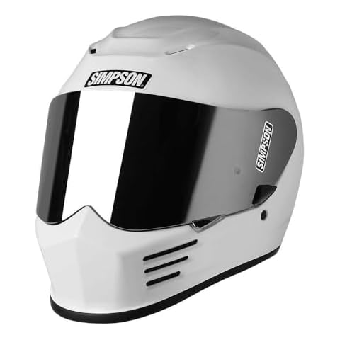 Simpson SPBL1 Speed Bandit Full Face Motorcycle Helmet Size - Large - White - Clear Shield Included - Mirror Shield Pictured is Sold Separately Cover