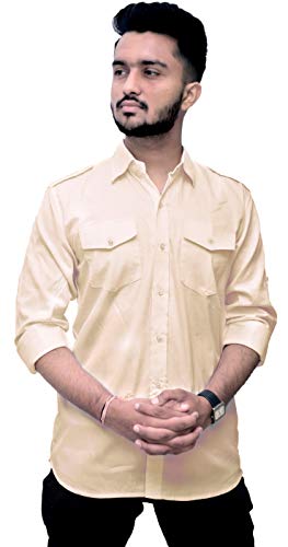 Image of REBANTA Mens Casual Shirt Plain Double Pocket (Maroon, Pure Cotton)