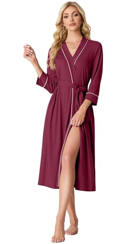 Image of PrinStory Womens Robe Long Knit Bathrobe Lightweight Soft Robes Ladies Bath Robe