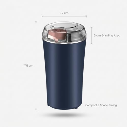 Image of Electric Coffee & Masala Grinder 200W | Stainless Steel Dry Spice Grinder | Portable Push Button Mixer for Coffee Beans, Herbs & Nuts | Small Kitchen Grinder (Multicolor)