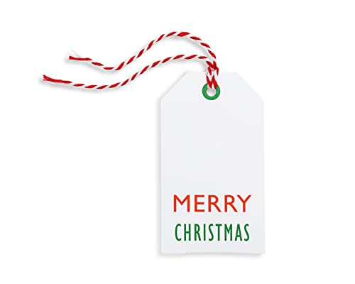 Kraft Tags For Gift Wrapping And Labeling (Christmas On White Kraft 25 Pcs - Red/White Baker's Twine) #TOP19