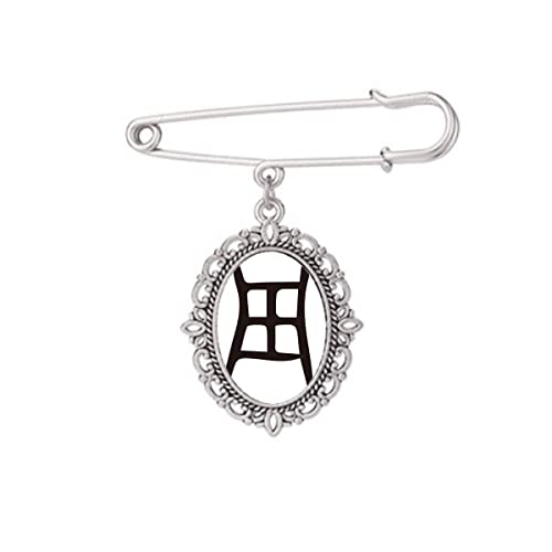 Broche chemise personnage Zhou avec inscription chinoise et clips pour robe