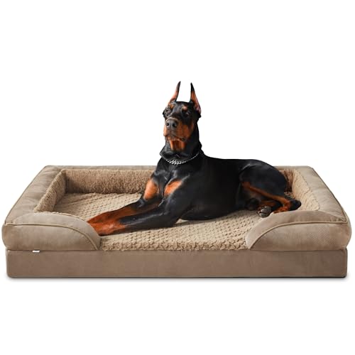 JOEJOY XXL Orthopädisches Hundebett, XXL waschbares Katzenbett Hundekissen mit Wabenstruktur und abnehmbarem wasserdichte Fütterung Schaumstoff hundebett orthopädisch Braun