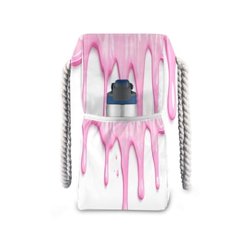 ATTX Pink Dripping Beach Bags for Women - Large Beach Bags with Zipper Waterproof Sandproof Swim Pool Bag Large Tote#3423
