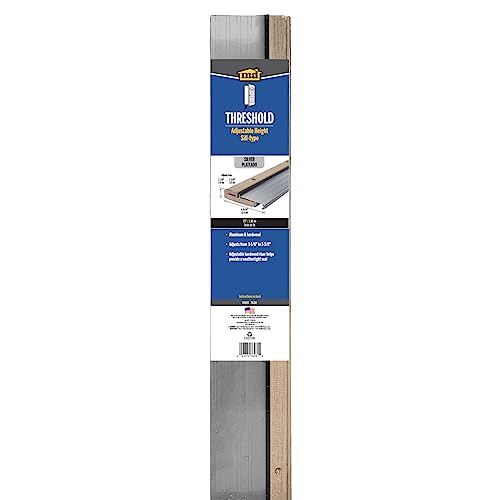 Image of M-D Building Products 76281 4-9 /16 in. x 1-1 /8 in. x 73 in. Silver Adjustable Aluminum & Hardwood Threshold Kit - Versatile Solution for French and Exterior Doors