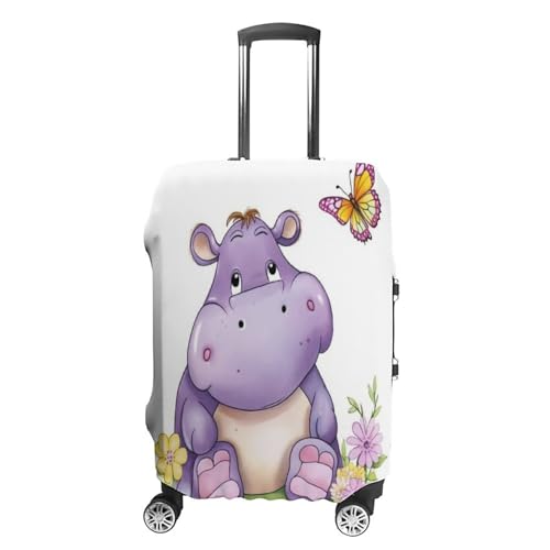 Travel Luggage Covers Washable Stretch Suitcase Protector Butterfly And Hippo Printed Anti-scratch Suitcase Cover Fits 18-32 Inch Luggage