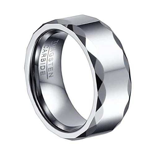 Generic Anéis masculinos de tungstênio preto clássico joia polida confortável metal abobadado alianç