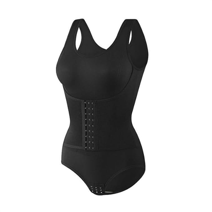ikira Women Tummy Control Shapewear Bodysuit, Full Body Shaper Waist Trainer Corset with Posture Corrector and Hip Lifter (Black and Beige) (Pack Of 1)-picture-9