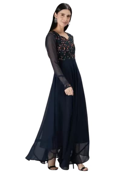 Image of Rainbow Creations Women's Georgette Traditional Ethnic Long Gown
