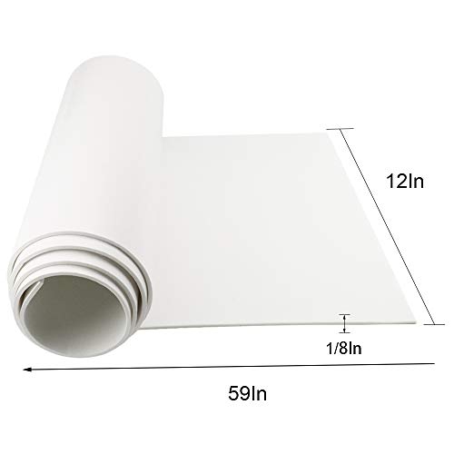Image of DGSL Foam Insulation Neoprene Sheets with Adhesive, 12''W x 59''L x 1 /8''T | Weatherproof Soundproof Padding for Automotive, Multi-Function Soundproof Large Closed Cell Neoprene Rubber Roll, White