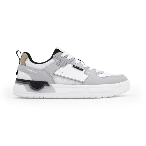 Image of Red Tape Men's Sneakers White Grey Pu Mesh Round Toe Lace-Up