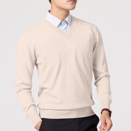 Men's V Neck Long Sleeve Sweater Business Casual Slim Fit Pullover Fall Winter Lightweight Soft Sweaters Solid Basic4
