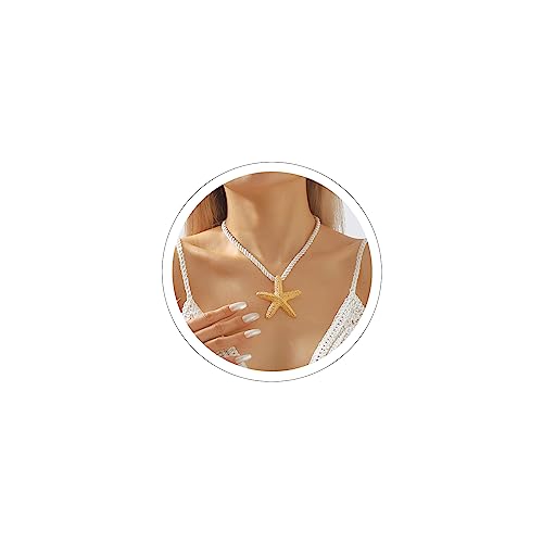 Sora Tuki Gold Starfish Earrings Stud Silver Starfish Necklace for Women Gold Beachy Earrings Beach Necklace Summer Jewelry
