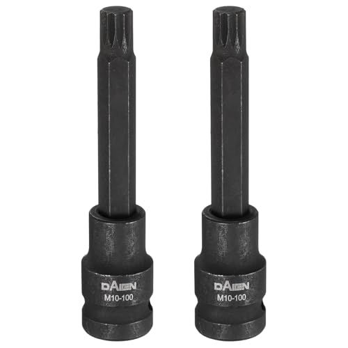 sourcing map 2pcs M10 Triple Square Bit Socket 55mm/2.17 Length 1/2 Square Drive 12 Point Spline Extension Impact Bit Power Nut Driver Set S2 Steel Socket Ratchet Wrench Bits, Black