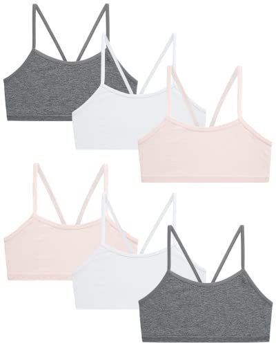 Rene Rofe Girls' Training Bra - 6 Pack 4-Way Stretch Spaghetti Strap Unpadded Bralette Starter Bras for Girls (7-14) - Main Image