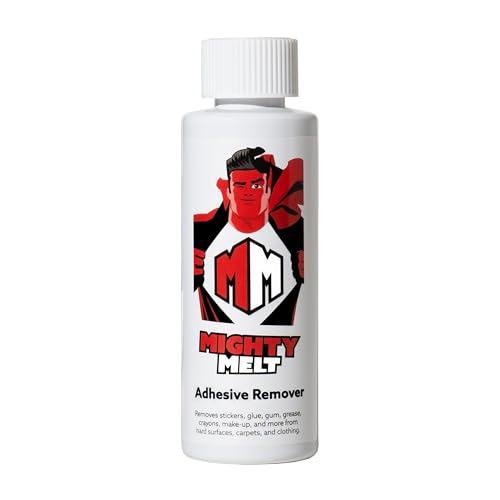 Mighty Melt Adhesive Sticky Stuff Remover for Cleaning & Removing Glue Tape Label or Sticker Residue | Chewing Gum Cleaner & Remove Substances from a Window Carpet Glass Plastic or Fabric (125ml)