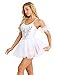 YiZYiF Women's Ballet Tutu Bustle Costume 3D Flower Swan Lake Dance Leotard Dress White X-Small