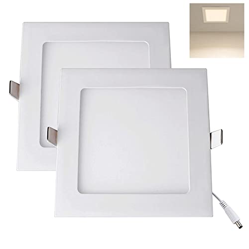 YULIN SUN® Focos LED Empotrables en Techo, 15W×2pcs Downlight led Cuadrado, ojos de buey de led Luz Blanco Cálida 3000K, Tamaño del diámetro: 190 mm, Incluye Transformador Cover