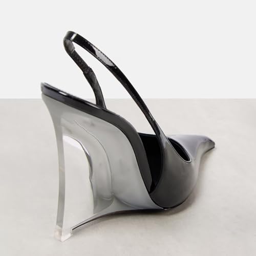 Women's Wedges Slingback High Heels Slip On Pointed Toe Back Strap Fashion Wedding Party Pumps 4 Inches 5