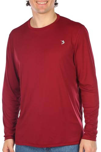 Reel Legends Mens UPF 50+ Solid Reel-Tec Long Sleeve Shirt X-Large Burgundy
