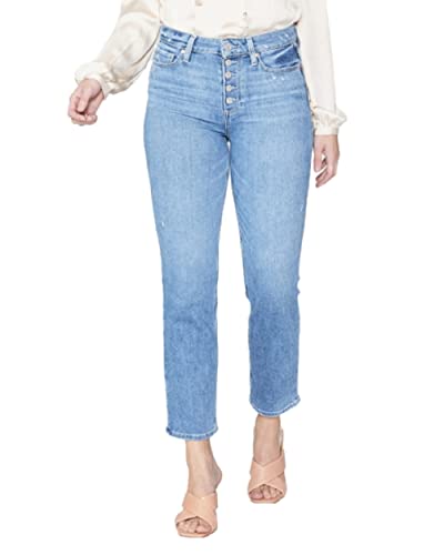 PAIGE Women's Cindy Crop Exposed Button Fly High Rise