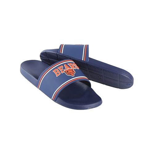 FOCO Chicago Bears X-Large Slides for Men NFL Molded EVA Foam Sandals | Water Resistant Officially Licensed