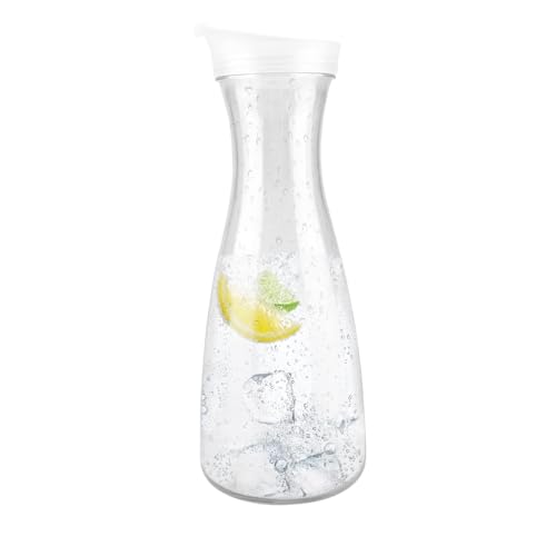 600ml Acrylic Water Carafe, Water Jug with Lid Decanter Water or Juice Pitchers with Flip Top Lid Narrow Easy Grip for Cocktails, Lemonade, Punch, Sangria, Beers (1600ml)
