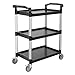 VEVOR Utility Cart, 300 lbs Load Capacity, 3-Tier Utility Plastic Cart with 360° Swivel Wheels (2 with Brakes), 24.4 x 16.1-inch Food Service Cart for Warehouse, Office, Home, Restaurant, Kitchen