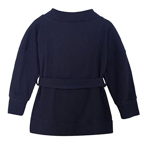 Kids Baby Girls Open Front Cardigan Sweaters with Belt Casual Knitted Top Fall Winter Outwear2