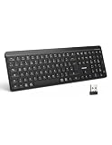 TECKNET Silent Wireless Keyboard, Rechargeable Bluetooth & 2.4GHz USB Keyboard for 3 Devices, Spill-Resistant Full Size UK Layout, Ergonomic Keyboard for PC, Laptop, Tablet and Phone