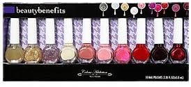 Set of 10 Nail Polish Red Pink Purple Cream Glitter New Sealed
