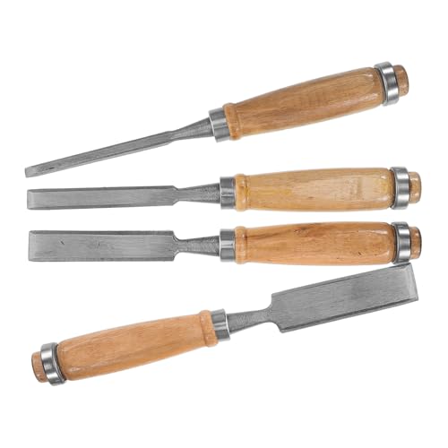 Ciieeo Ergonomic Wood Carving Set 4pcs Mortise Chisel Gouges Cast Iron Storage Pouch for Woodworking