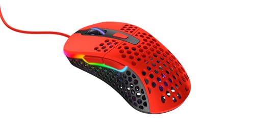 Image of XTRFY M4 RGB, Ultra-Light Wired Gaming Mouse, Ergonomic Design for Right-Handers, Cutting-Edge Pixart 3389 Sensor, Adjustable RGB Lighting, Kripparrian Red Edition