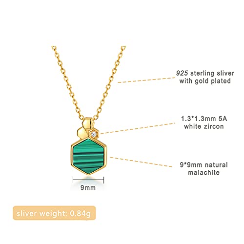 Pendentif en malachite véritable d'exception, argent 925 et zircons 5A éclatants